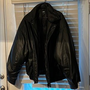 Zara Men's Classic Black Bomber Jacket